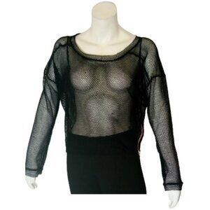 Women Black Fishnet Shirt with side zippers